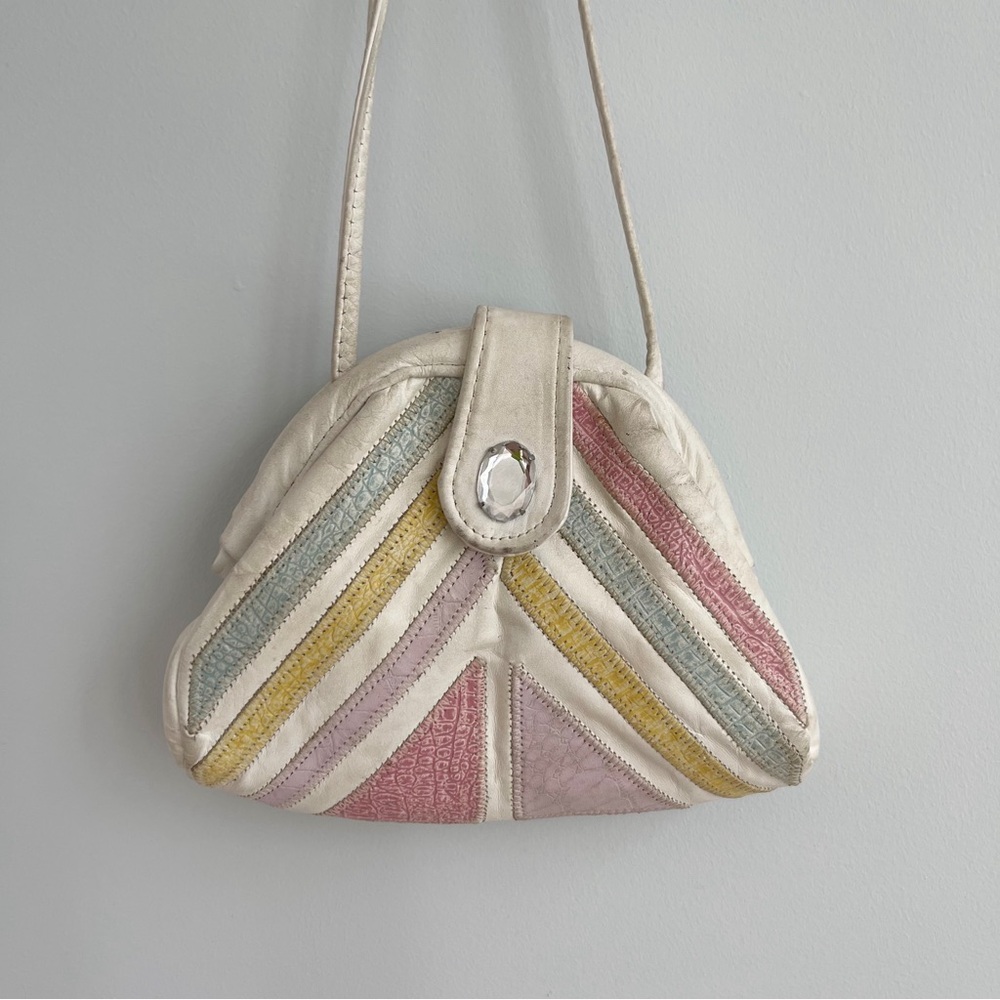 Vintage 1980s Colorful leather shoulder cross-body bag